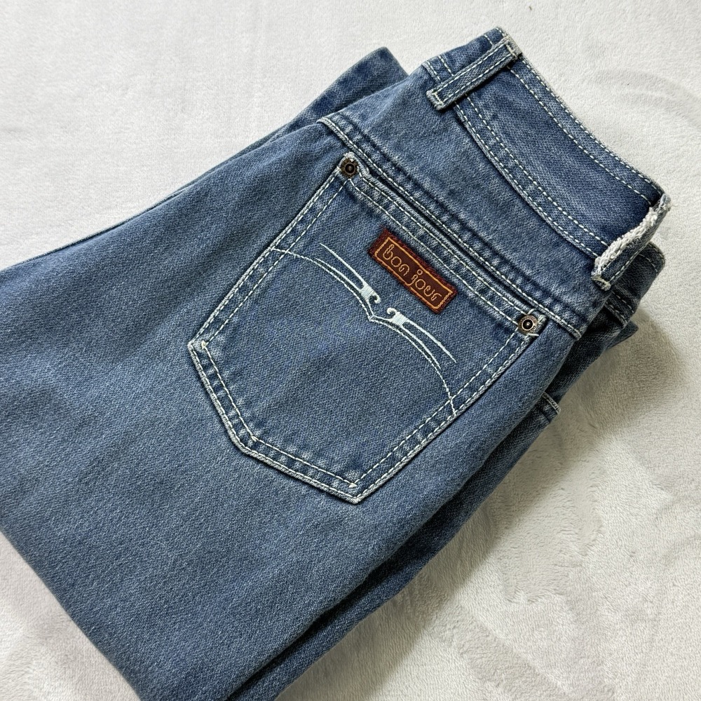 Bonjour Y2K‎ Womens Straight Leg Jeans Size 9/10 Blue Denim Logo Pocket